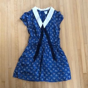 Silk Sailor Dress UO Collar Tie Blue